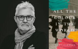 CS Richardson's headshot beside the cover of All the Colour in the World